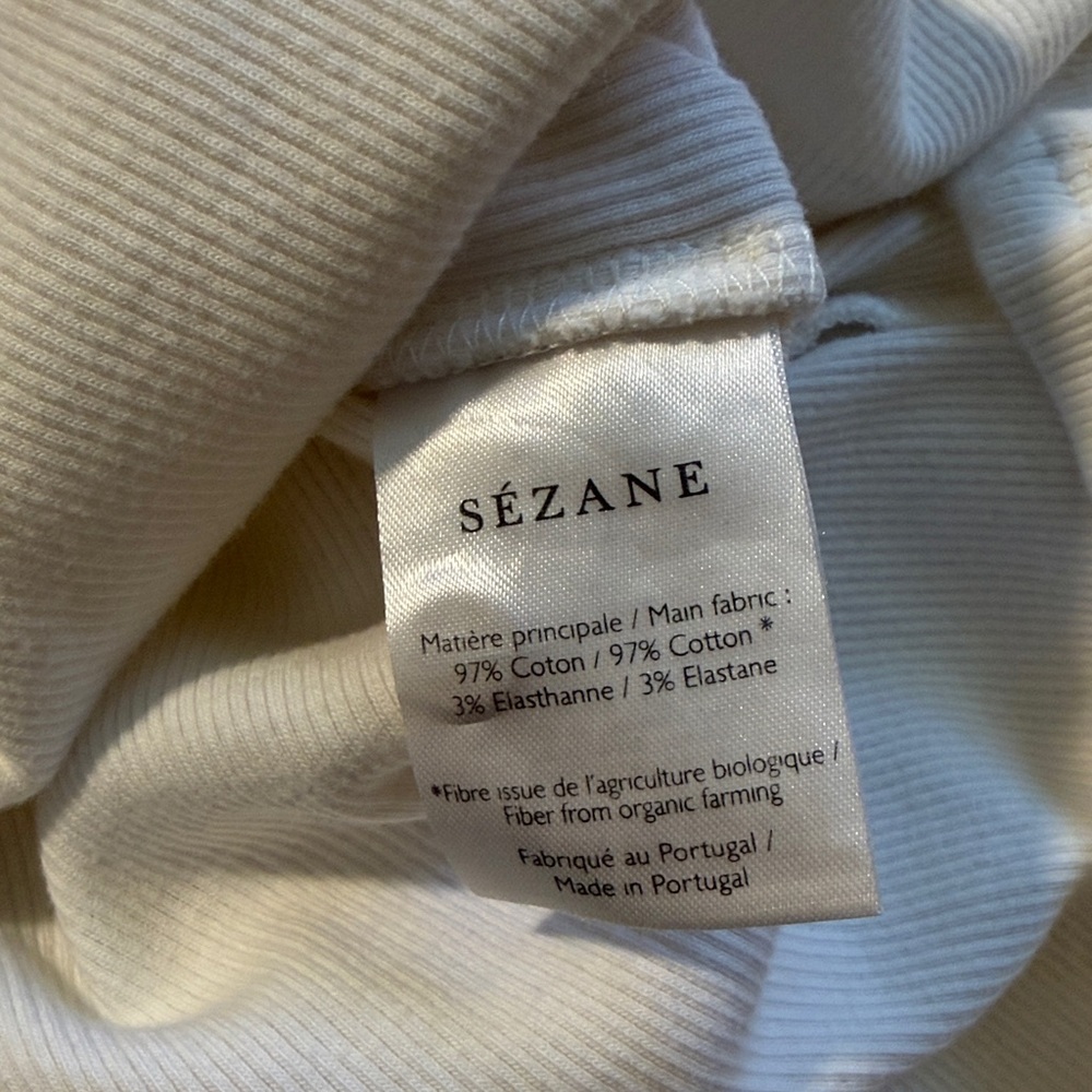 Sezane Theodora Ecru T-Shirt Henley Large - Picture 9 of 10